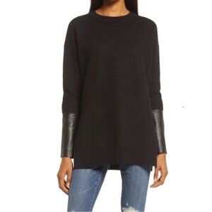 All Saints Black Sweater with Leather Accents